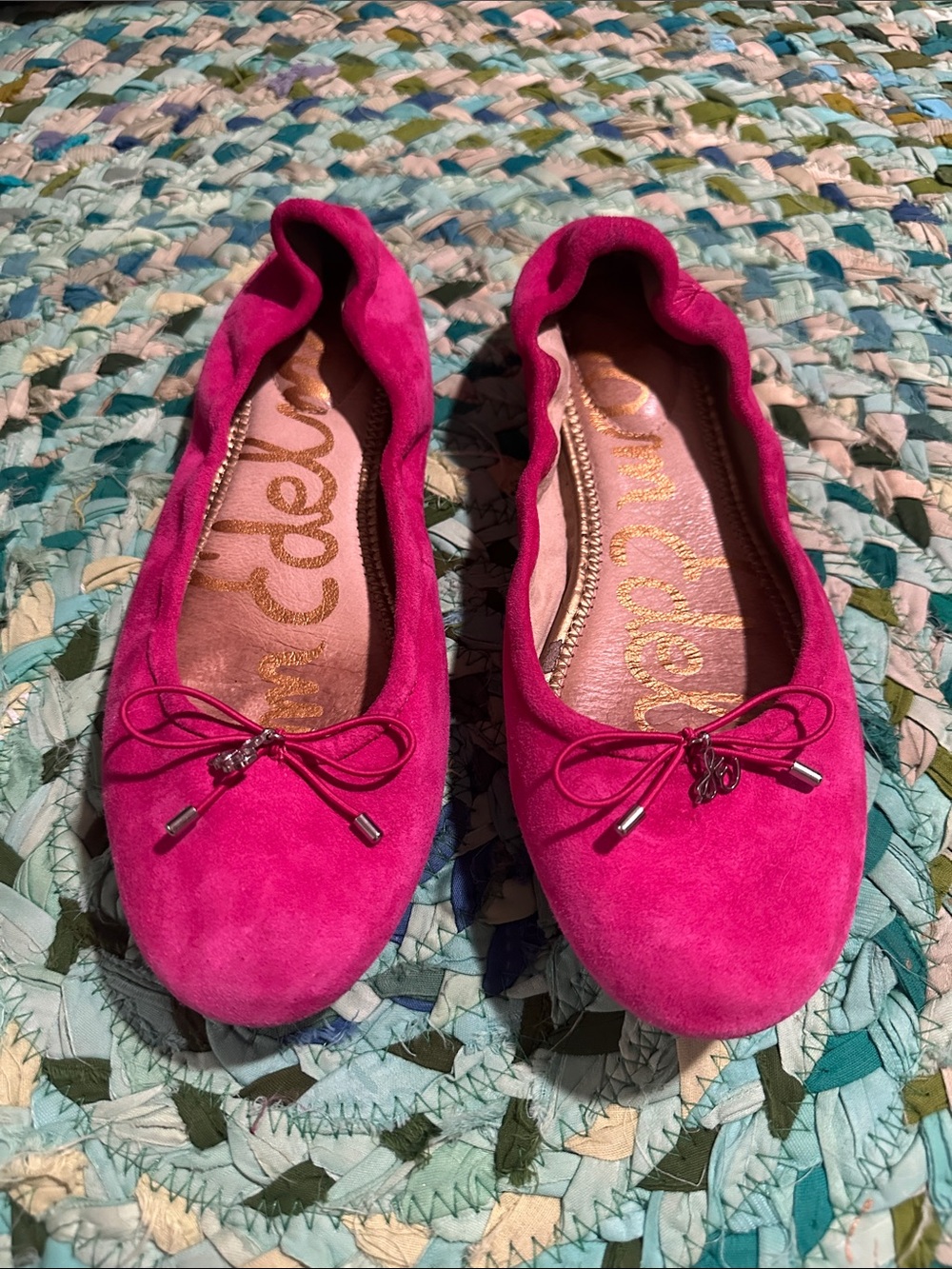 Sam Edelman Hot Pink Suede Ballet Flats with Bow size 7.5